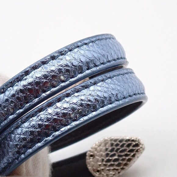 BVLGARI Logo Serpenti Forever Bracelet Blue Silver Italy Accessory 31RL216 - Picture 9 of 15